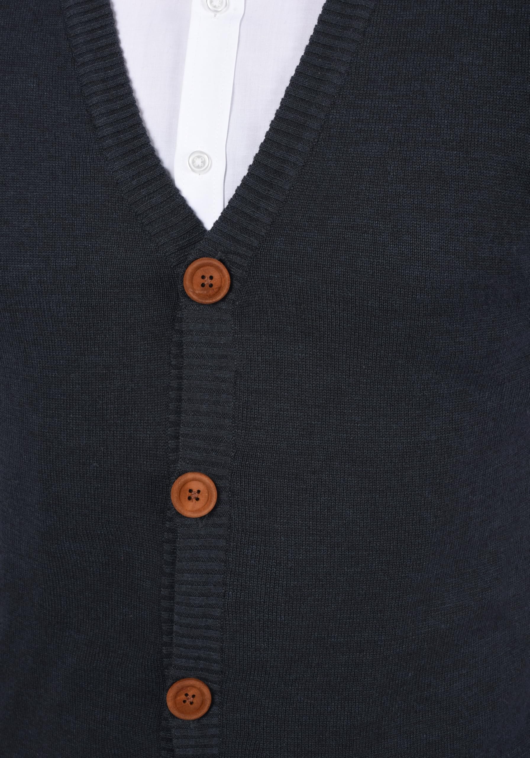 Blend BHLennardo Herren Pullunder Strickweste Feinstrick Weste mit V-Ausschnitt Holz-Knopfleiste ärmellos Baumwollmischung Regular fit