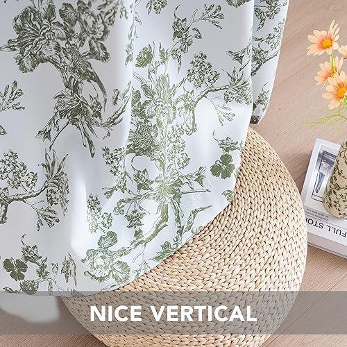 Miniatura 8 de H.VERSAILTEX Juego de 2 paneles de cortinas opacas de 84 pulgadas de largo, cortinas con estampado floral para sala de estar, cortinas de