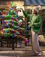 Vista 2 de Luces de Hadas a Batería, 10 Pies 120 LEDs Luces de Cadena Tipo Petardo Impermeables Cable Plateado Luces Estrelladas de Luciérnaga para Bricolaje