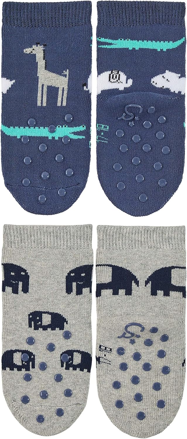 Sterntaler abs crawling socks double pack jungle baby boys ABS socks