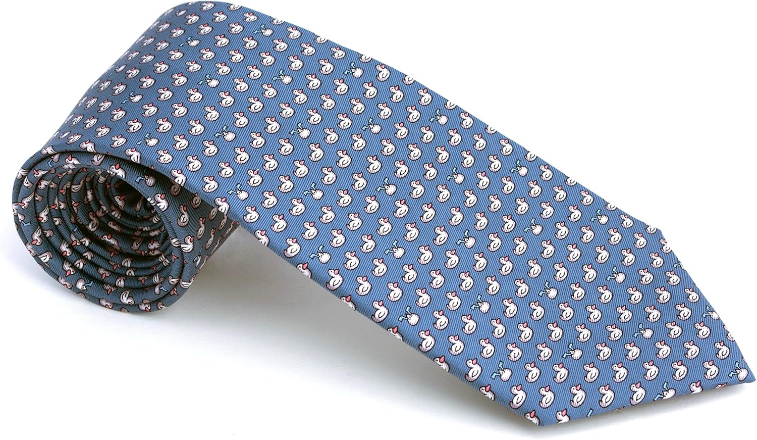Men's 100% Silk Neckties Duck Printed Tie (Blue)