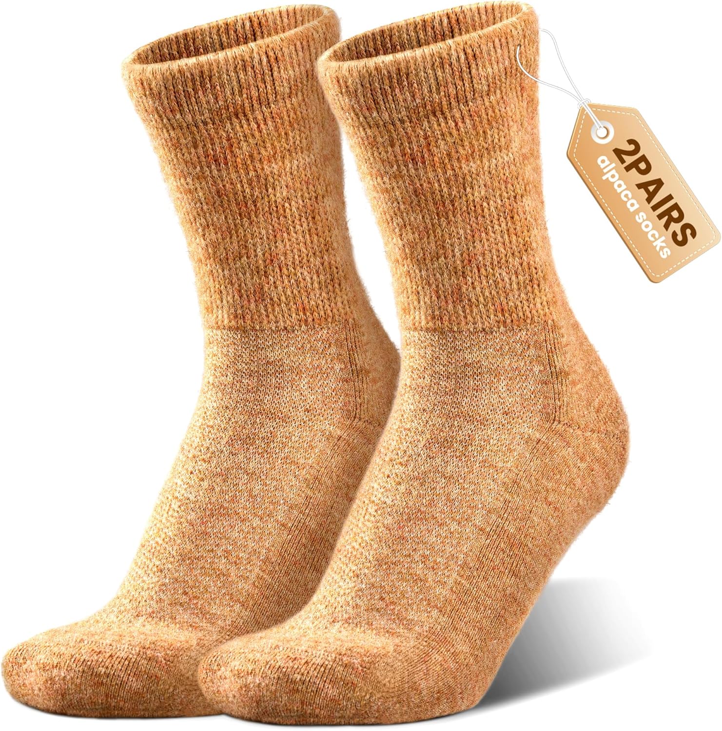 Alpaca Wool Diabetic Socks for Women - Non Binding Wide Fit,Moisture Wicking,Warm,Breathable,Seamless Toe,2 Pairs
