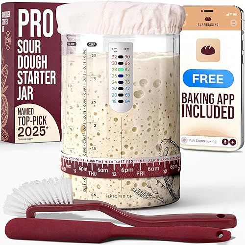 Superbaking Sourdough Starter Jar, Beginner Sourdough Starter Kit, 34oz Wide