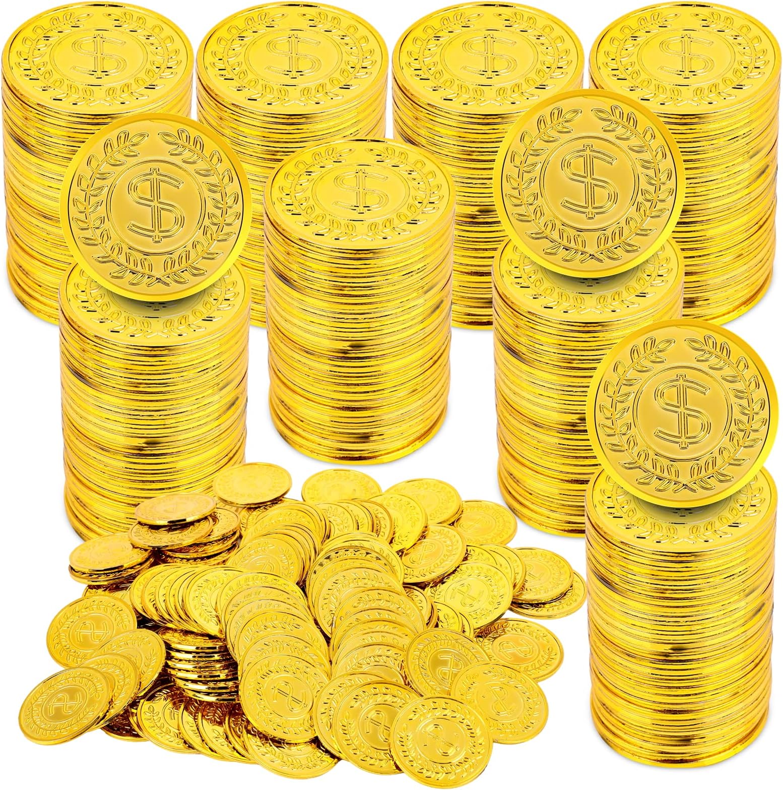 300 Pcs Plastic Fake Coins - Pirate Treasure & Party Favors for Teachers & Classroom Rewards