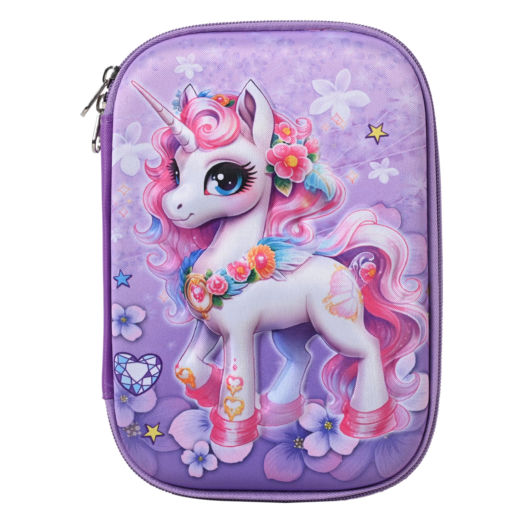 SHREE TECHNESH Canvas Whimsical Wonders 3D Unicorn Printed Violet Big Size Pencil Pouch For Girls (Multicolor) (B0CVTVJHGM) Amazon Price History, Amazon Price Tracker