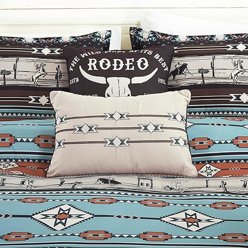 Miniatura 5 de Chezmoi Collection Boone - Juego de edredón de 7 piezas Southwestern Cowboys Rodeo, ropa de cama de microfibra lavada con estampado de arcilla