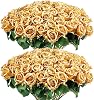 Auihiay 60PCS Gold Rose Artificial Flowers, Faux Silk Roses, Realistic Roses Bouquet for Anniversary, Baby Shower, Birthday, Graduation, Table Centerpieces, Cake Flower, Valentine's Day Decorations