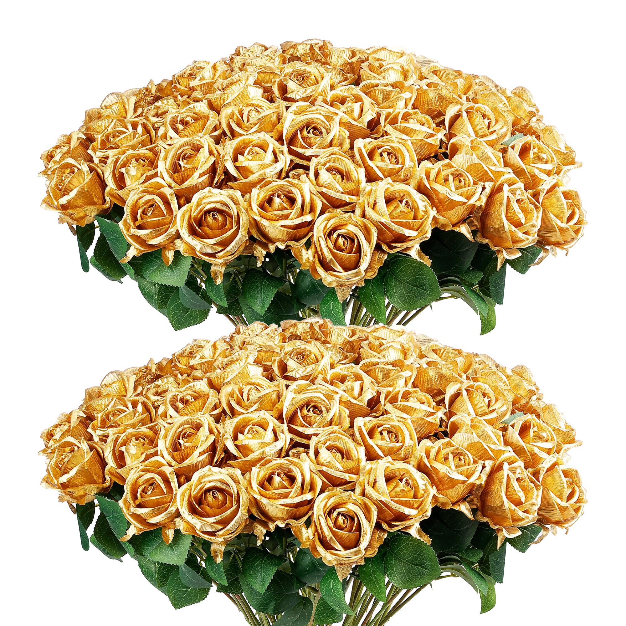 Auihiay 60PCS Gold Rose Artificial Flowers