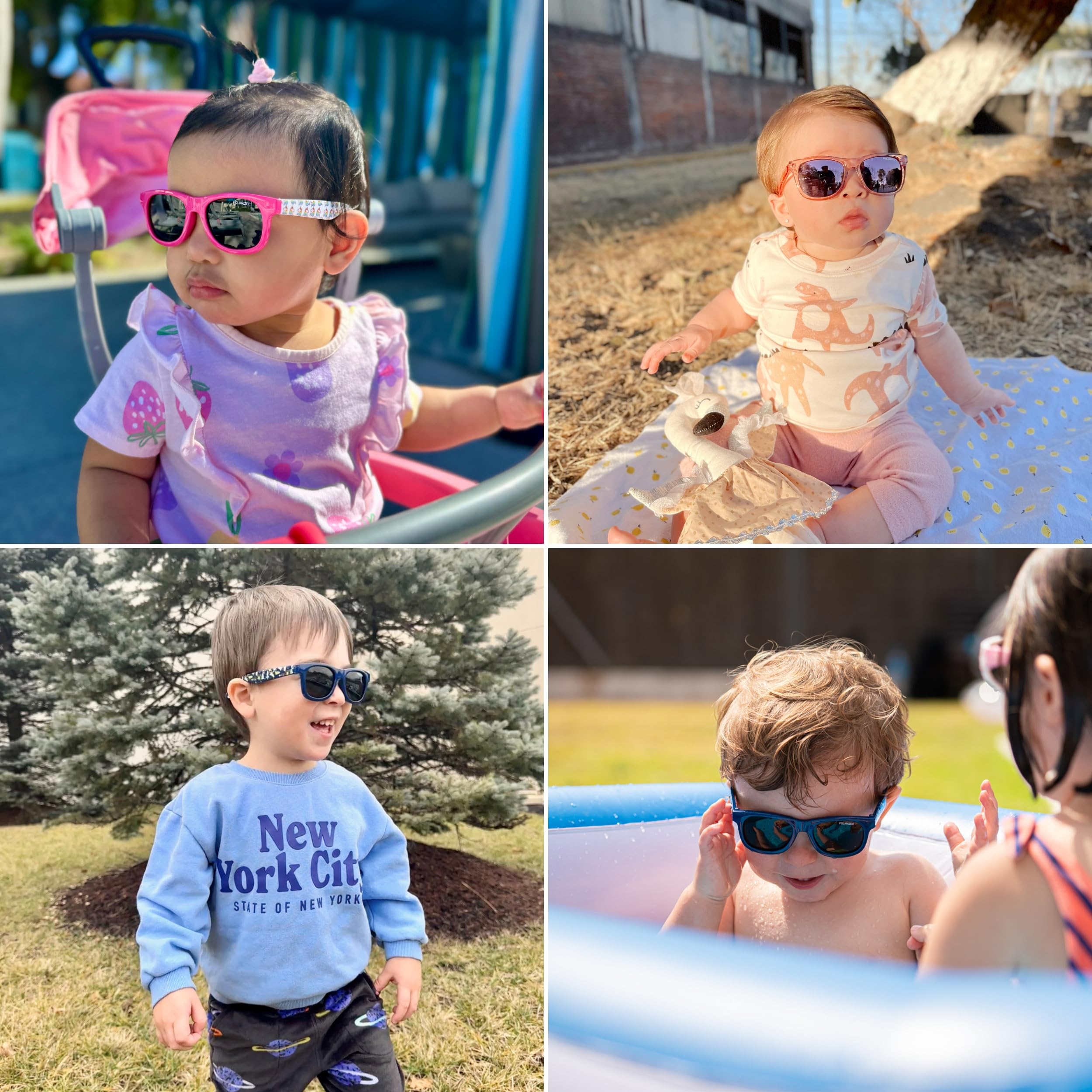 Kiddus Lunettes de Soleil Polarisées bébé, fille, garçon. A partir de 8 mois. UV400 Protection 100% UVA et UVB. CAT4. Branches flexibles, résistantes aux chocs. Sans BPA