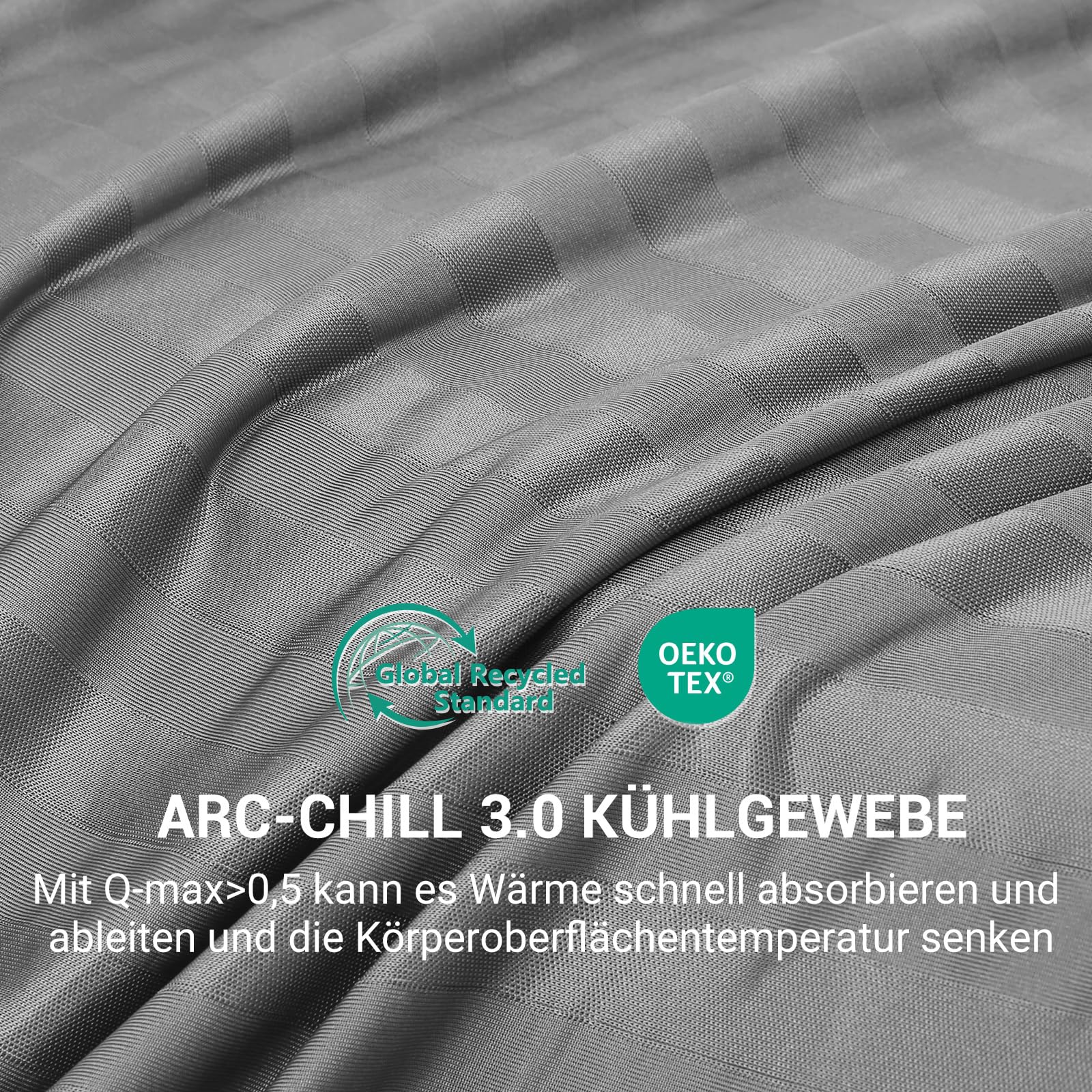 Elegear Kühldecke Arc-Chill 3.0 Kühlfasern Q-Max>0,5 doppelseitige Selbstkühlende Decke 200 x 220 cm