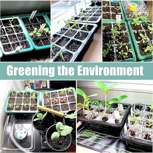 Miniatura 7 de Sfee Paquete de 5 bandejas de inicio de semillas, 60 celdas de bandejas de inicio de plántulas con cúpula de humedad y bandejas de cultivo de