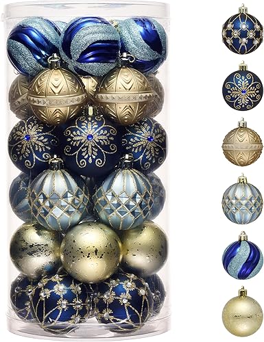 Miniatura 9 de Valery Madelyn Juego de Adornos de Navidad, 30 unidades de 2 pulgadas, Adornos de Bolas Rojas y Doradas Irrompibles para Árbol de Navidad a Granel,