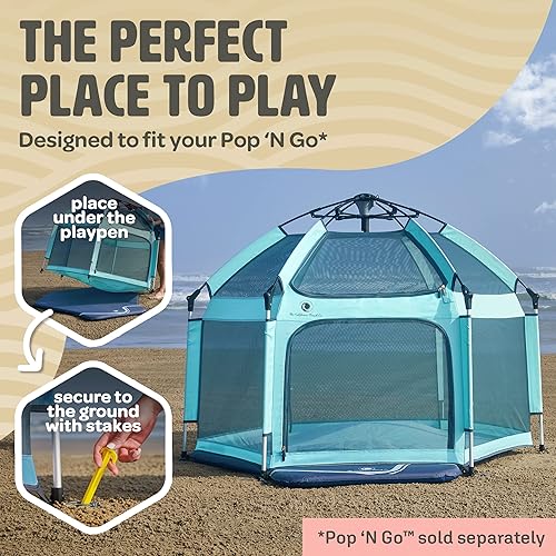 Miniatura 8 de POP 'N GO PLAYPEN Corralito premium para bebés al aire libre que incluye tapete de juego autoinflable (rosa suave)