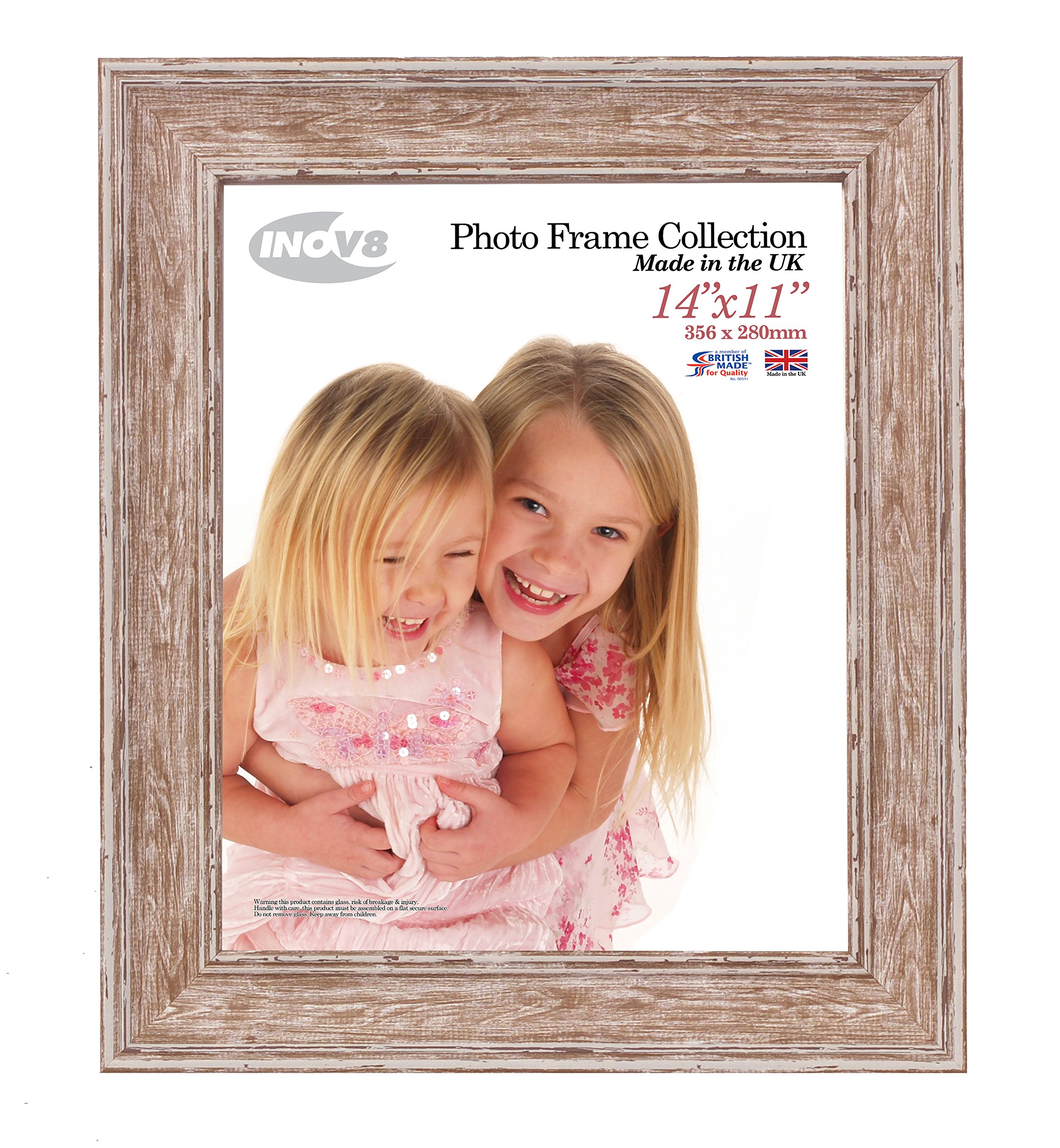 Inov8 Wash Walnut British Made Traditional Picture/Photo Frame, 14X11-Inch, Large Washed Walnut