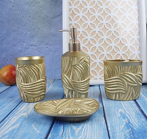 Miniatura 5 de Hymmah - Juego de accesorios de baño, soporte de cepillo de dientes de diseño dorado, decoración de baño de granja, juego de regalo de resina de 4
