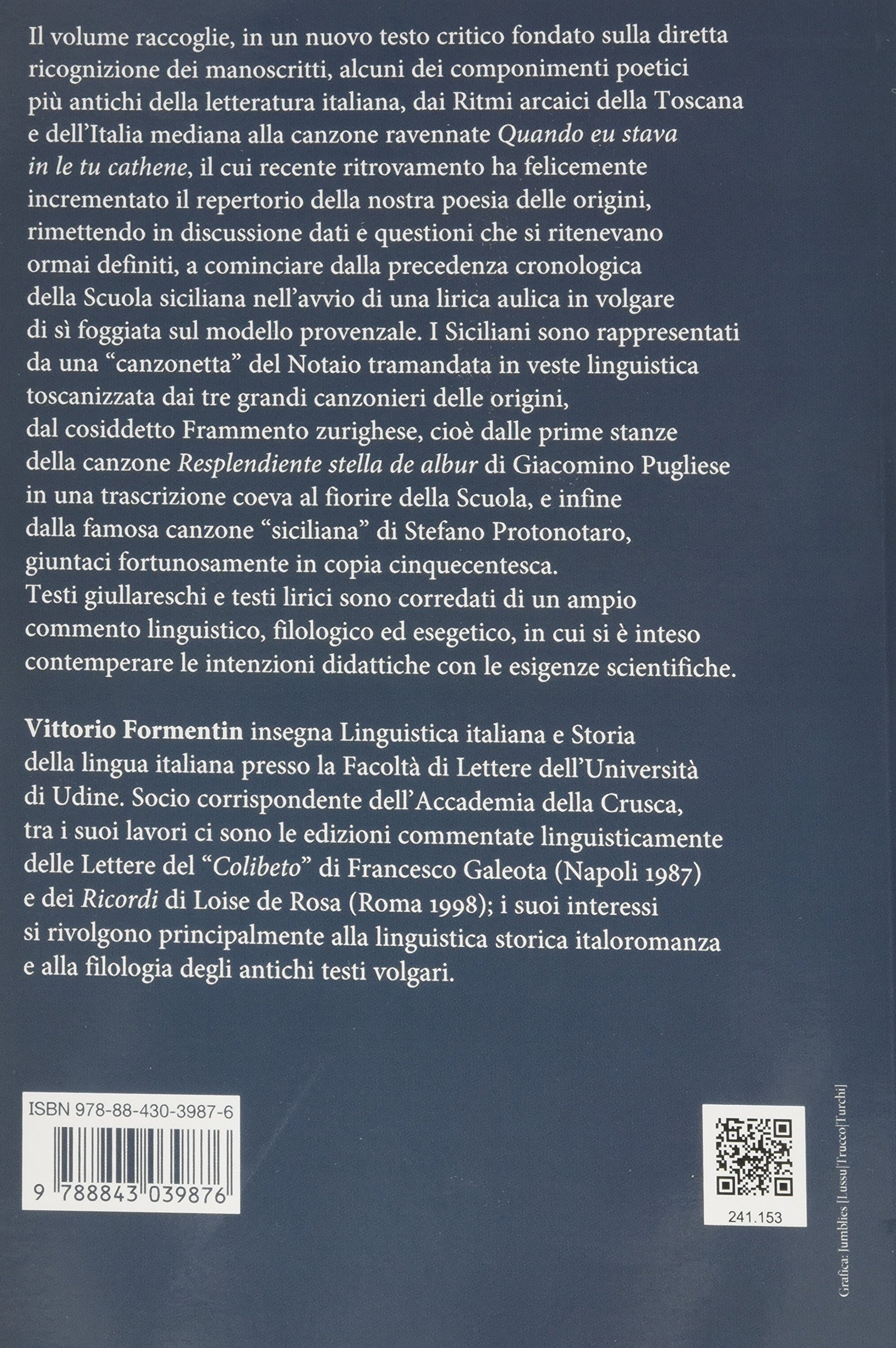 La poesia italiana delle origini. Storia linguistica italiana