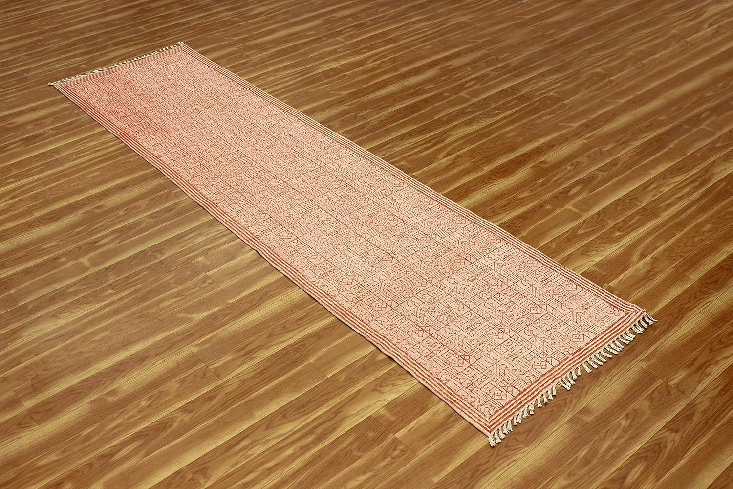 2.6x22 Runner Area Rug Kilim Rug Handmade Boho Rug Moroccan Rug Orange Red Cotton Rug Thick 0.19 inches Easy Washable Rug Flatweave Rugs for Hallway Staircases Runner Corridor Balcony Runner