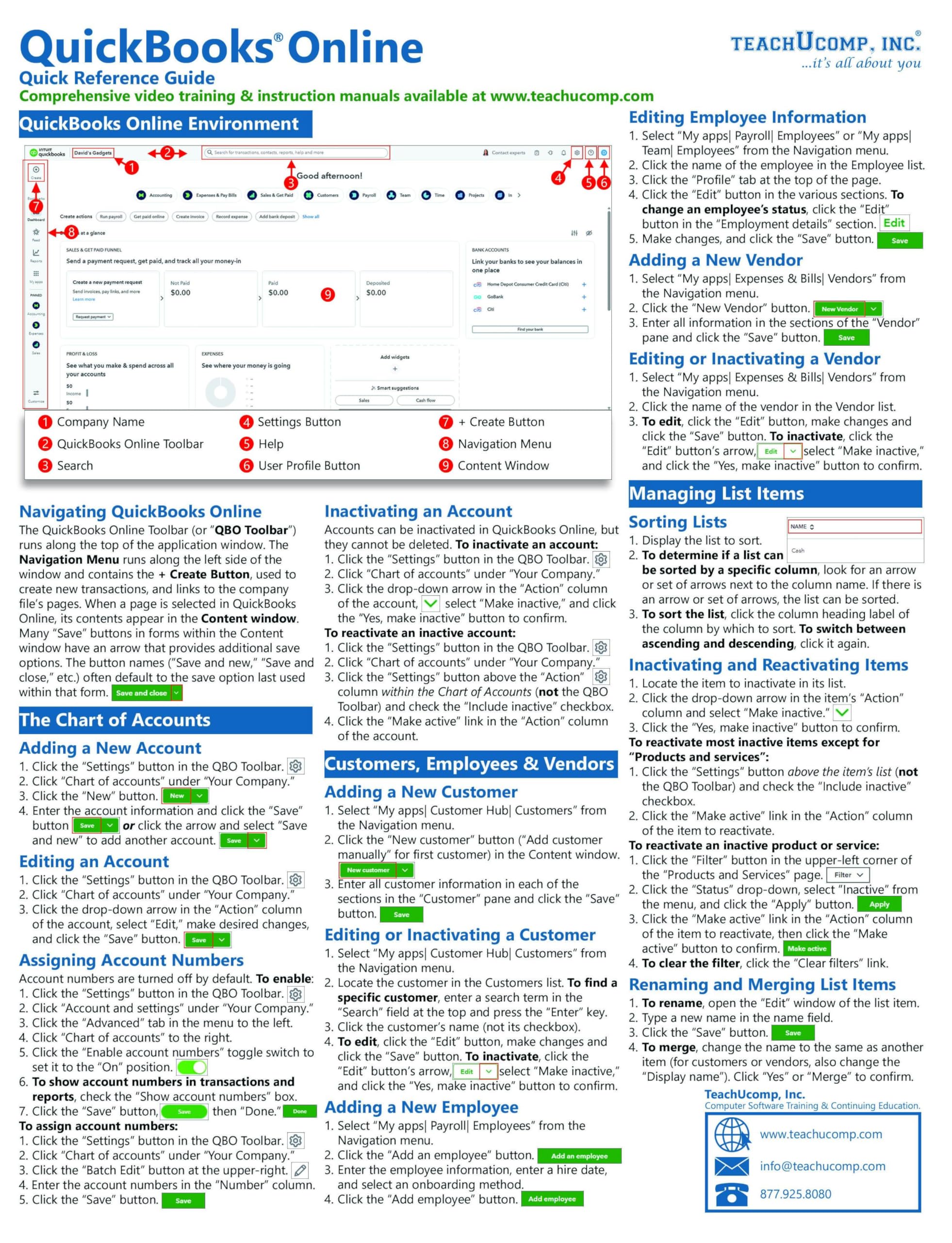 QuickBooks Online Quick Reference Training Card - Laminated Tutorial Guide Cheat Sheet (Instructions and Tips) Pamphlet – July 28, 2025