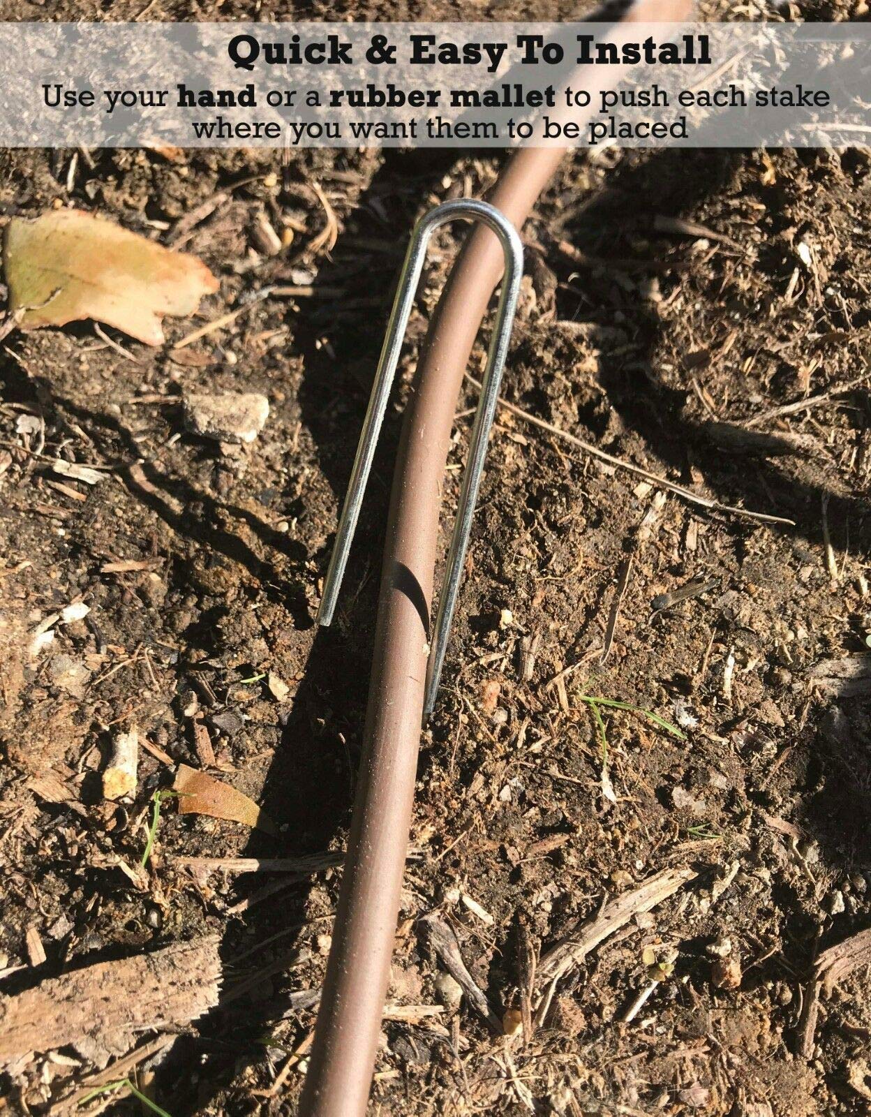 Sandbaggy Estacas de tubo de goteo para paisaje, 5 pulgadas de longitud, anclajes de goteo, pasadores de paisaje, clavos de césped, estacas de jardín, diseñadas para sostener tubos de goteo de hasta