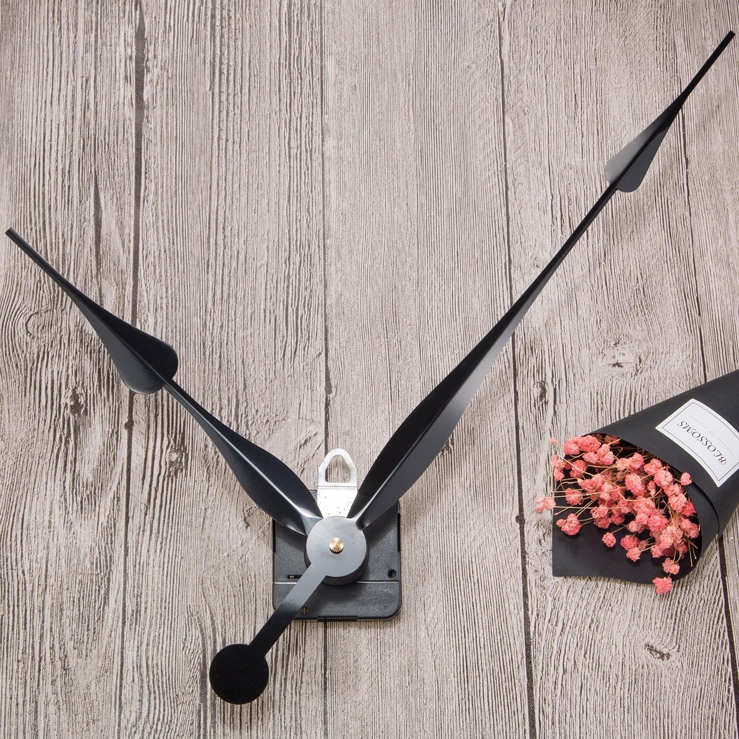 High Torque Quartz Clock Movement Kit - 12" Spade Hands, Easy DIY Wall Clock Assembly, Perfect for Clock Repair & Custom Projects (Black)