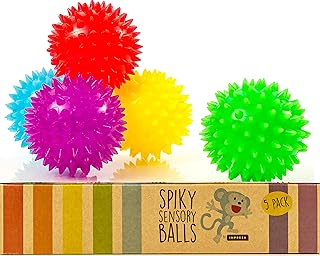Impresa Products [5 Pack] Spiky Sensory Balls - Squeezy and Bouncy Fidget Toys - Sensory Toys â€“ No BPA Phthalates Latex â€“ School and Special Education Supply