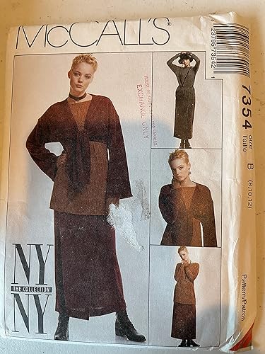 McCall's 7354 Patrón de costura para chaqueta, parte superior y falda cruzada para señoritas, talla 8-12
