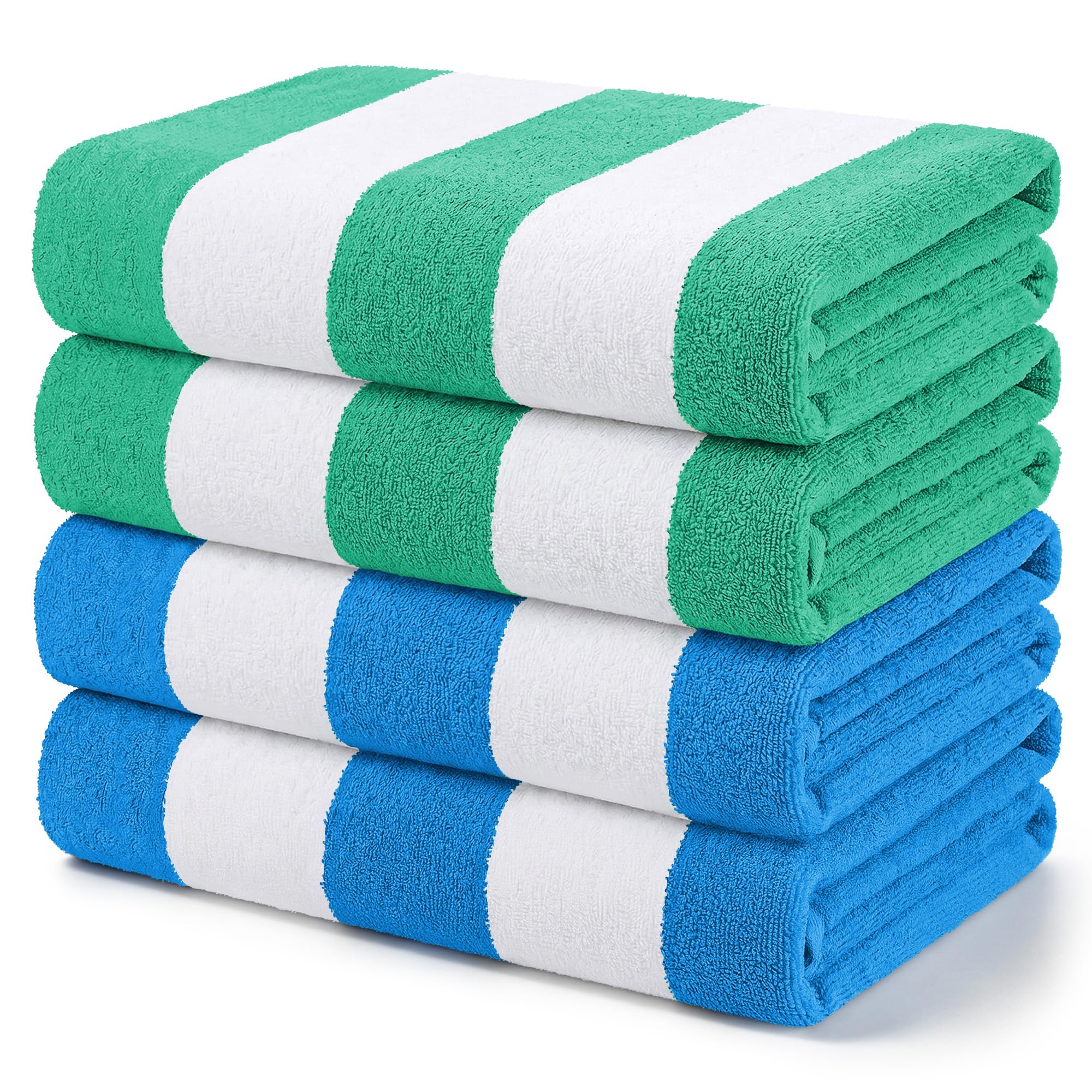 Exclusivo Mezcla 4-Pack Large Microfiber Beach Towels Set, Quick Dry,Pool/Swimming/Bath Towel for Adults/Kids (Blue/Green, 76cm x 152cm), Lightweight and Highly Absorbent