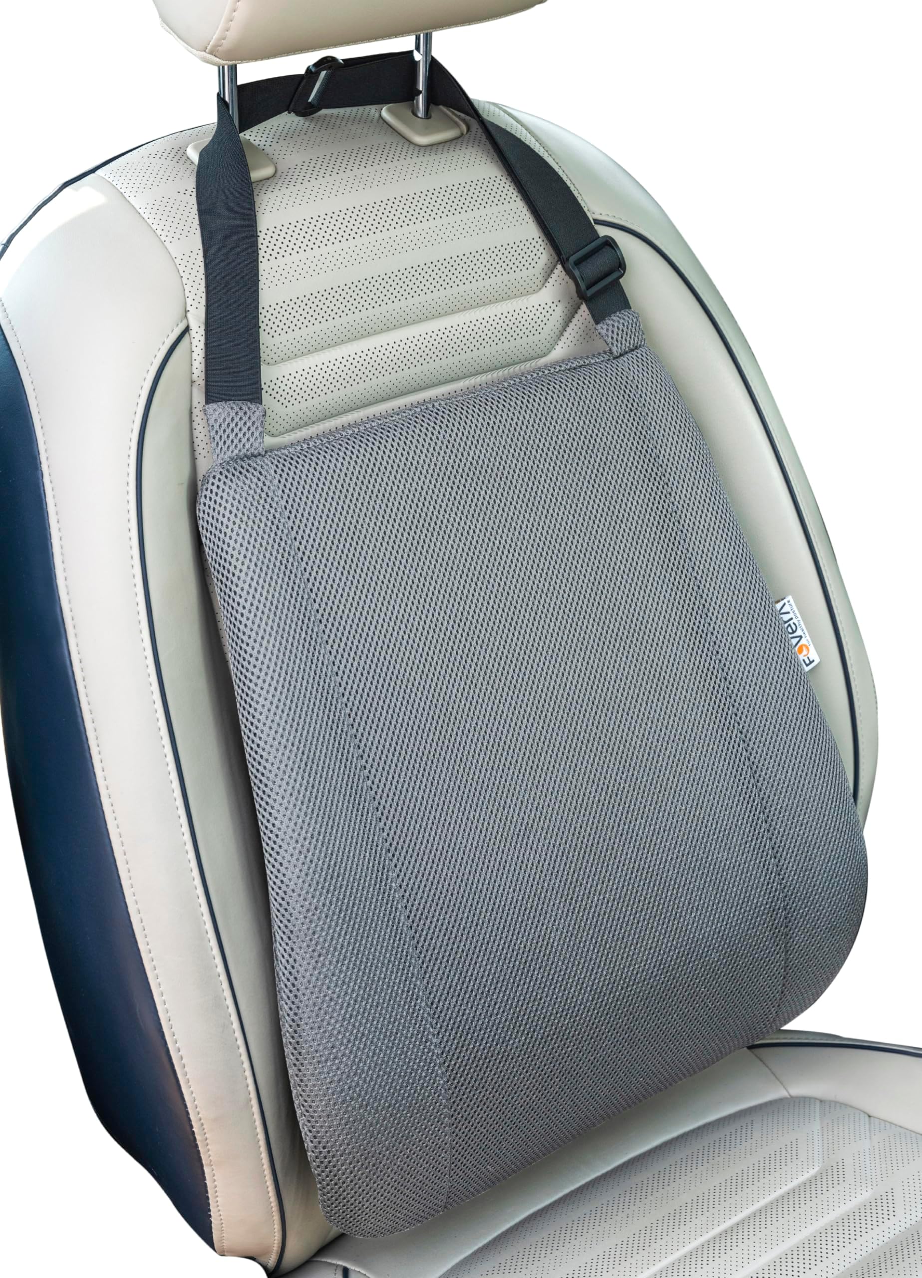 FOVERA Car Back Rest Support Memory Foam Cushion for Comfortable Long Drive and Daily Commute, Ergonomic Car Seat Lumbar Support Pillow, Suitable for All Cars (Grey)