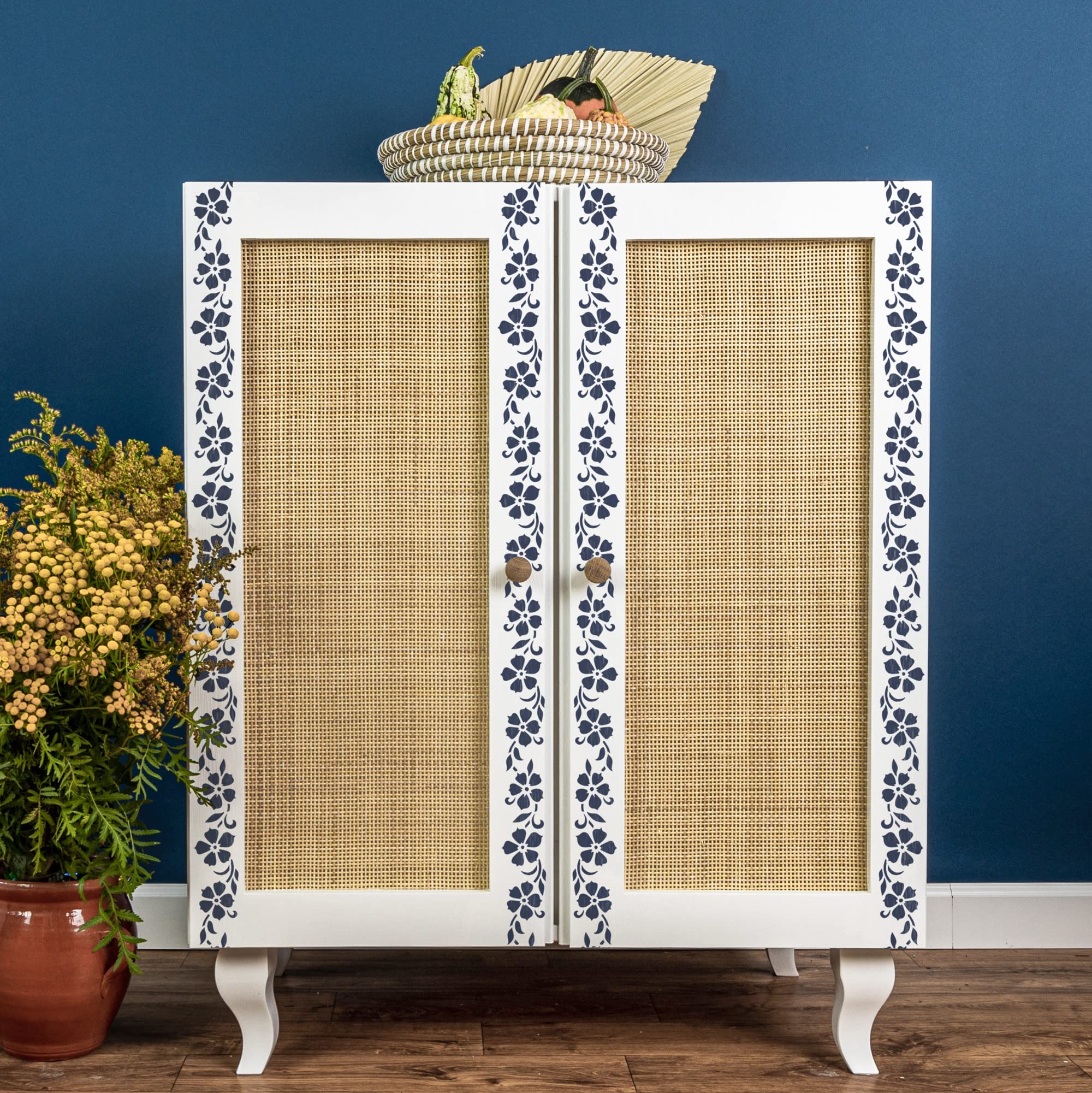 NAKLEO Stencil di Pittura Artigianato, A4 21x30cm Fiori Mini Bordo, Fai da te Modelli Plastica e Riutilizzabili, Arte Scrapbooking Geometrico Decorazioni Casa, Pareti Muro Legno Mobili