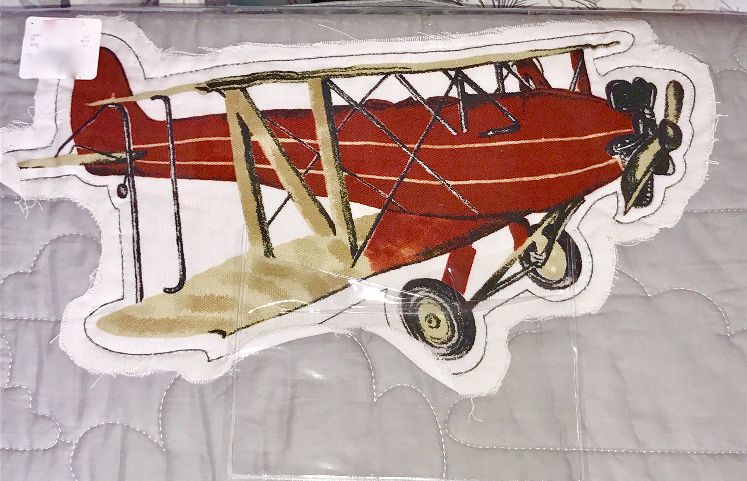 Sky Hawk Skyhawk AIRPLANES BI-PLANES 2 PC Twin Quilt and Sham Set Appliqué Red Airplanes on Gray Background