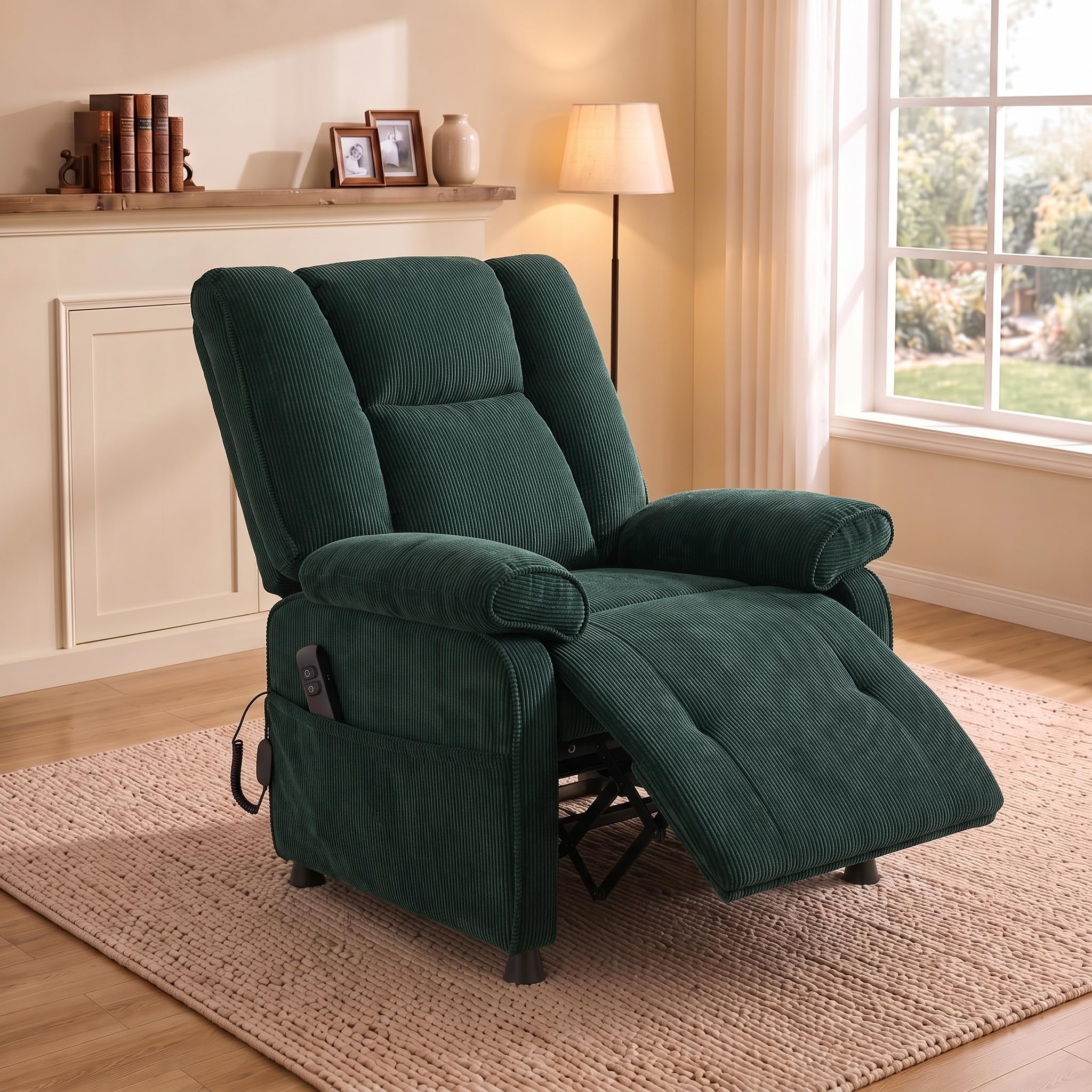 Electric Recliner Chair, 90° to 160° Adjustment with Remote, Green