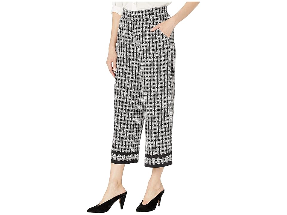 

MAXSTUDIO Wide Leg Cropped Pants (Black/Ivory Isobel Panel) Women's Casual Pants, Gray