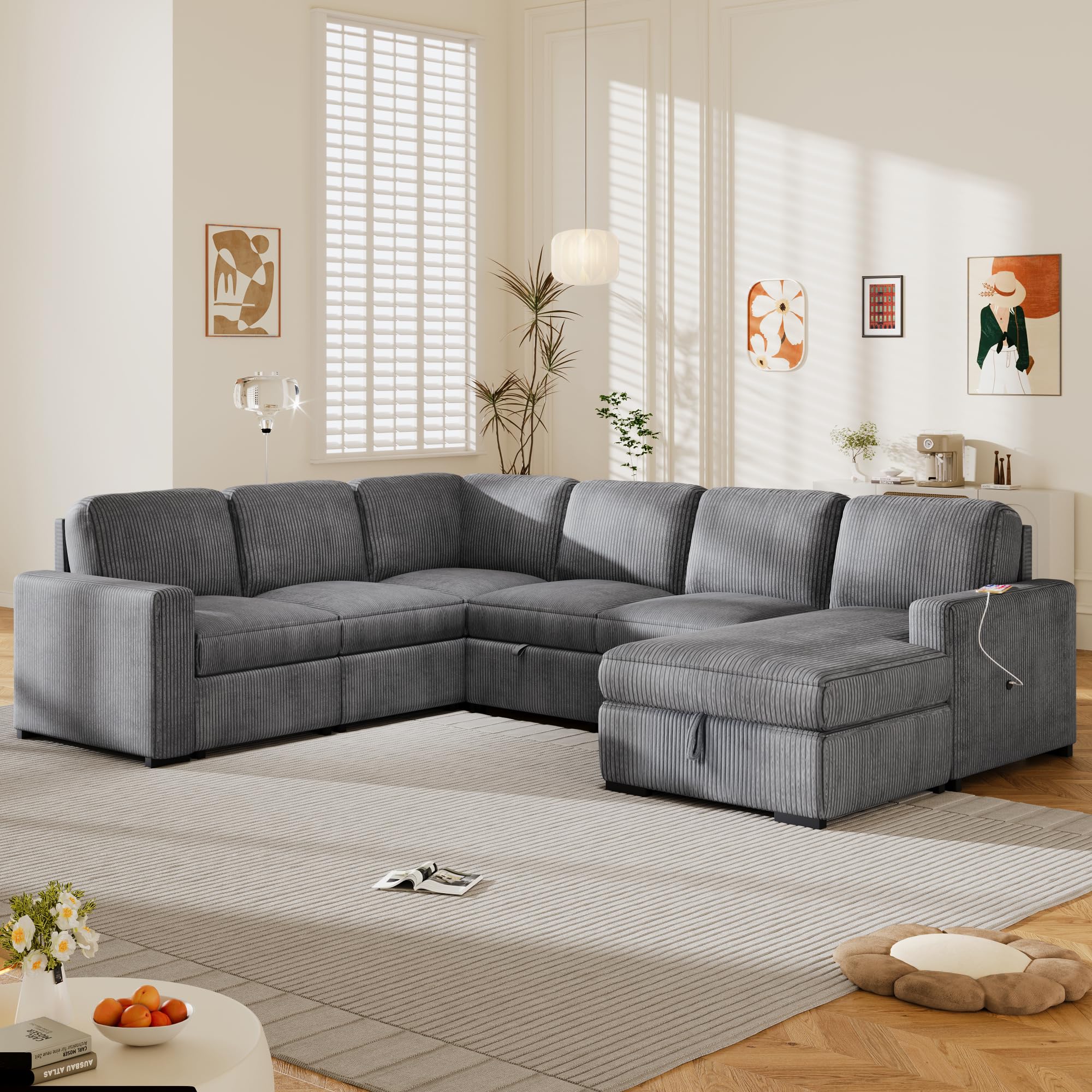 Amazon.com: Aiuyesuo U-Shaped Corduroy Combination Corner Sofa