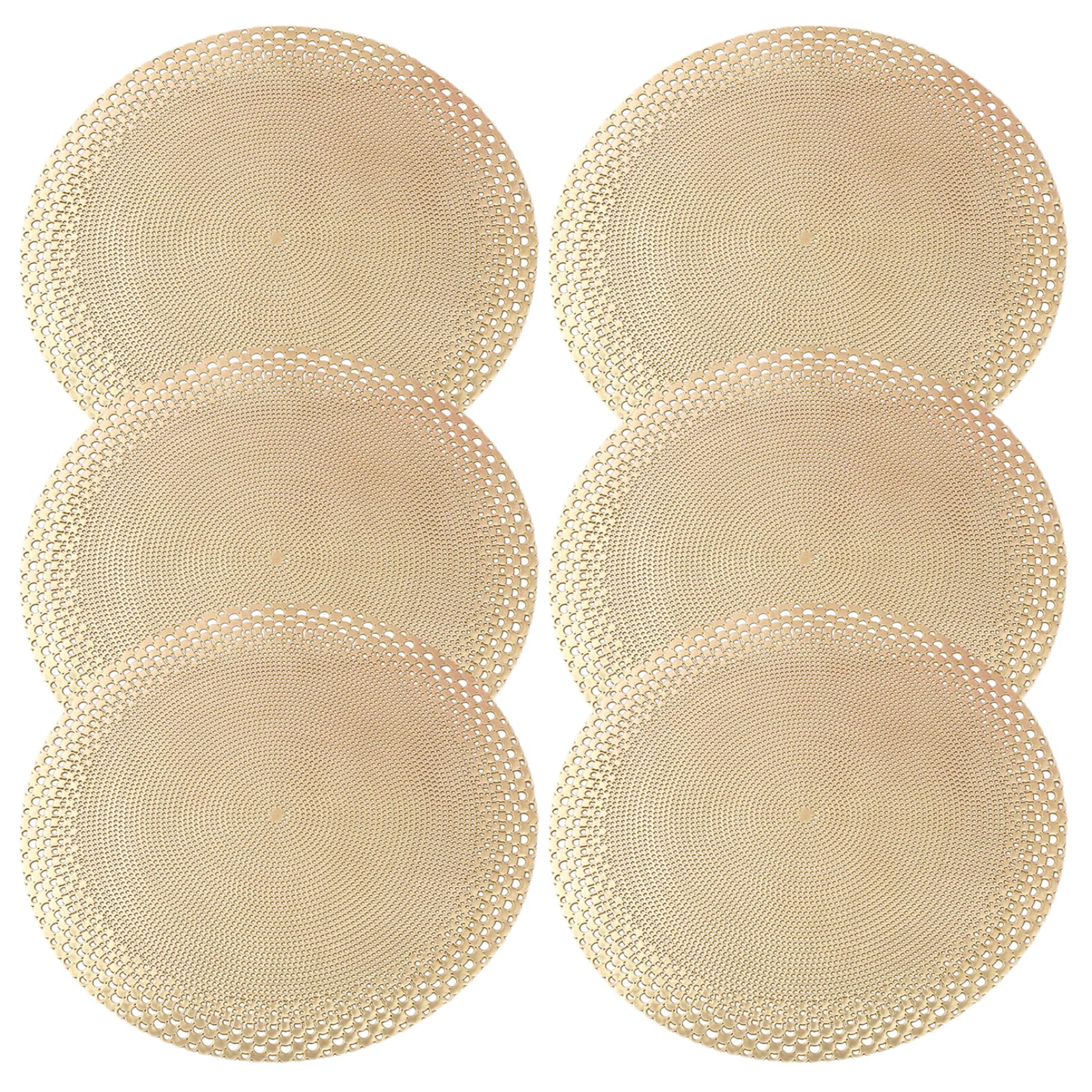 Napperons dorés lot de 6 set de table rond ajouré métallique résistant chaleur