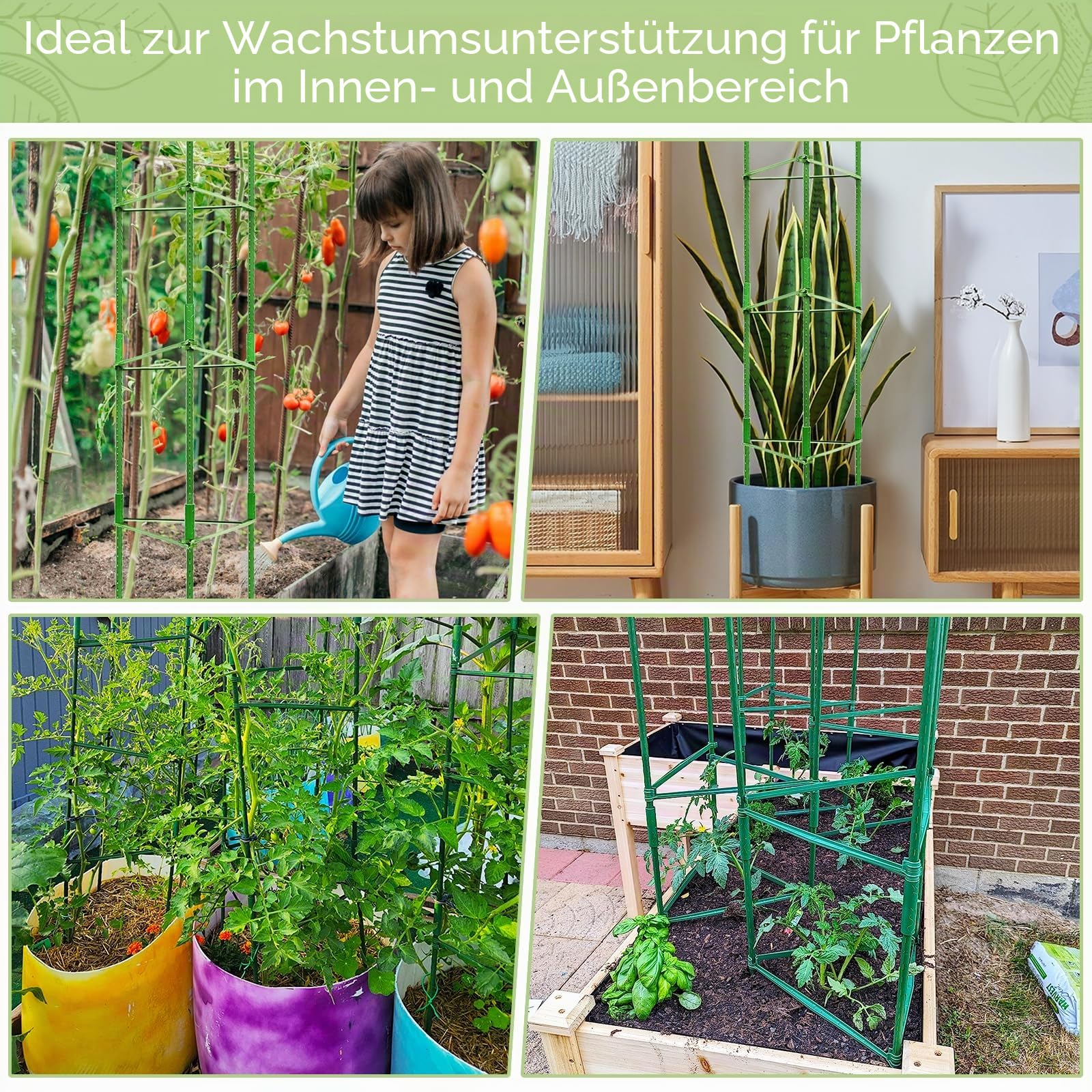 Tomaten Rankhilfe 4 Stück 160 cm, Rankhilfe Tomaten Verstellbarer Tomatenturm aus kunststoffbeschichtetem Stahl, stabile Pflanzenstütze für Gurken, Rosen, Kletterpflanzen, Garten, Töpfe & Hochbeet