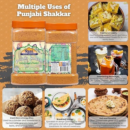 Miniatura 184 de Rani Masala Gur (Jaggery) Azúcar de caña sin refinar indio sin refinar, 17.5 oz (1.1 libras) tarro de PET de 17.64 oz ~ Apto para gluten Vegano