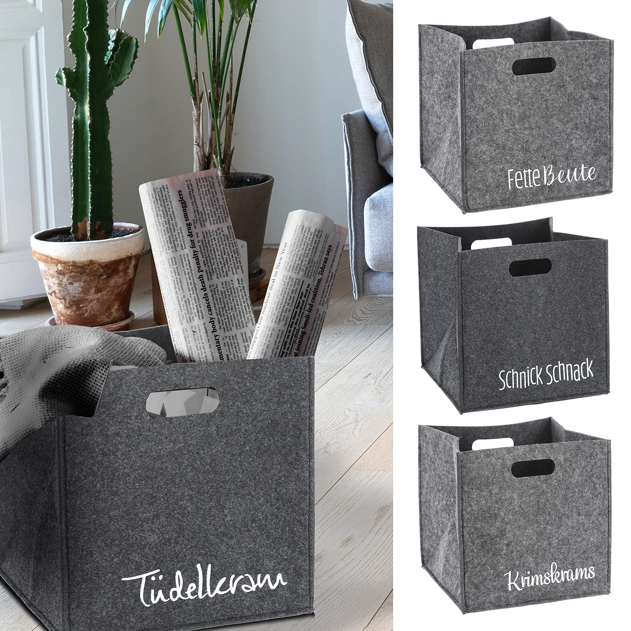 Cepewa Borsa In Feltro Grigio Chiaro - Shopper Con Manici - Per Spesa E Uso Quotidiano (50x35x27 Cm)
