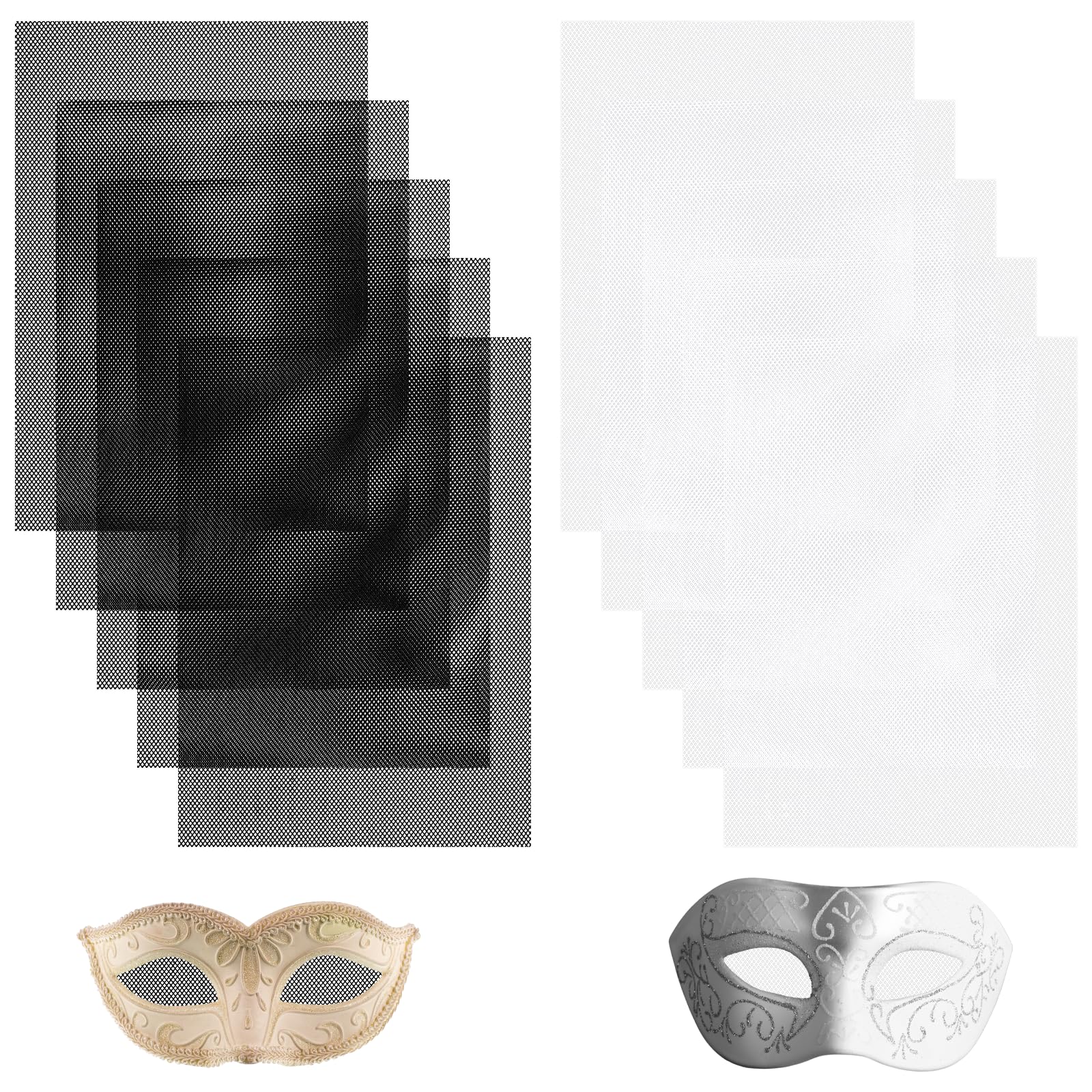 Fursuit Eye Mesh, 10 Pcs 0.5mm PVC Printable White & Black Mesh Sheets, 11.8in x 7.87in, Waterproof Breathable Cosplay Eye Meshes for Fursuit Masks, Props, Handicrafts Supplies