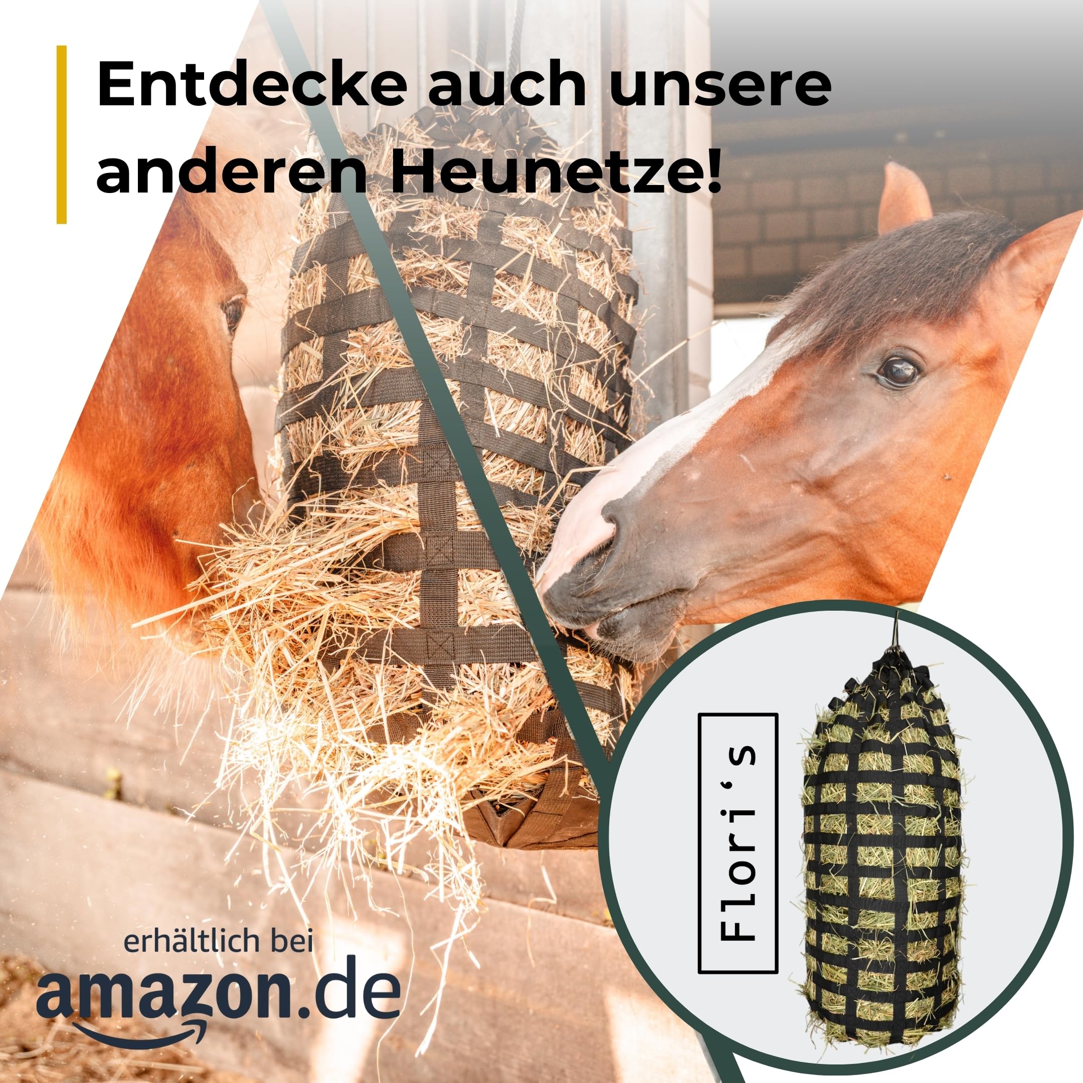 Flori's Heunetz Rundballen ø 150 cm Höhe 150 cm Maschenweite 4,5 x 4,5 cm für Pferde