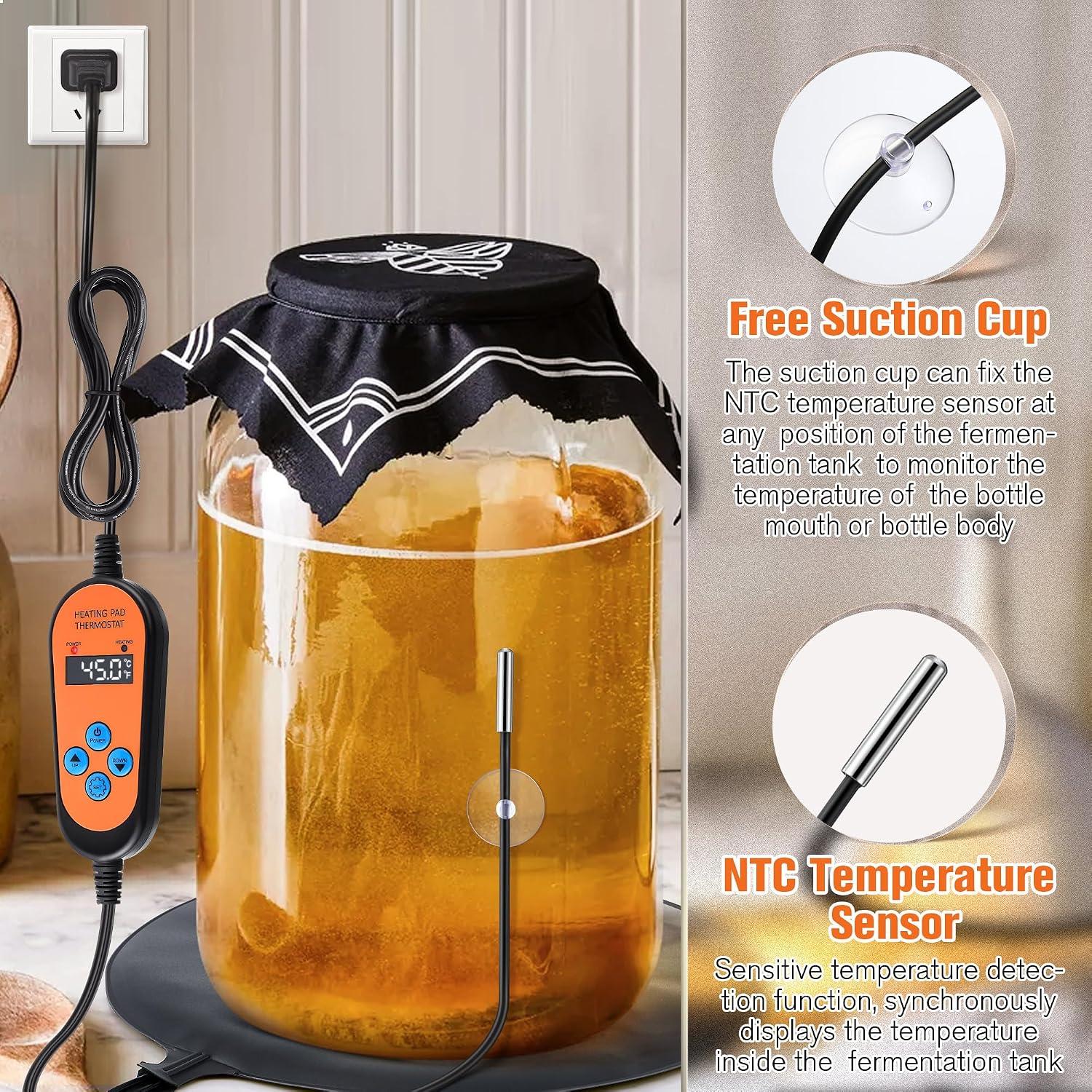 Kombucha Heating Pad with Digital Temp Control, 11.8in Fermentation Mat, 1 Piece