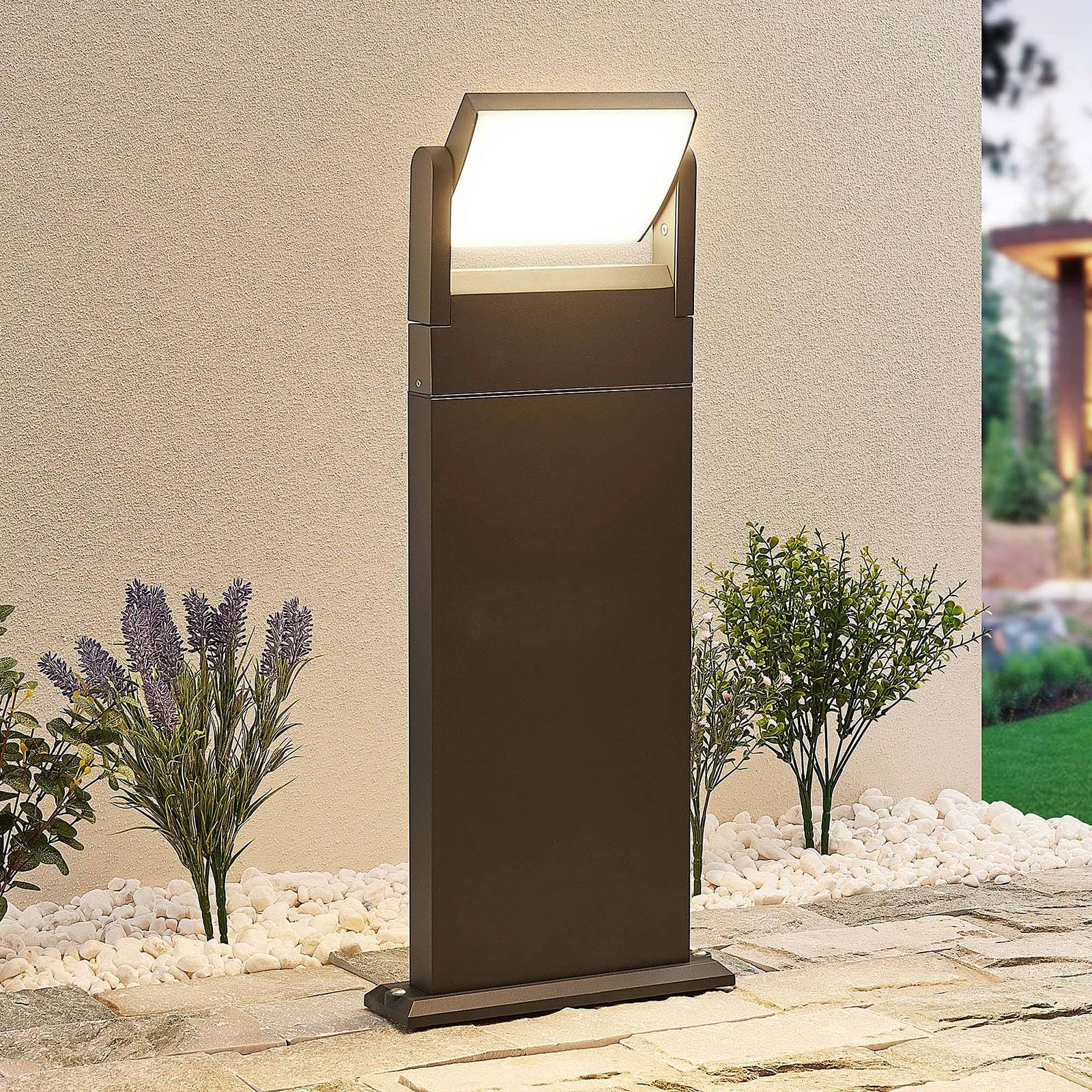 Lindby Lampada LED da esterni (Moderno) colore Grigio, in Alluminio lampadina inclusa lampioncino paletto luminoso lampada viale lampione