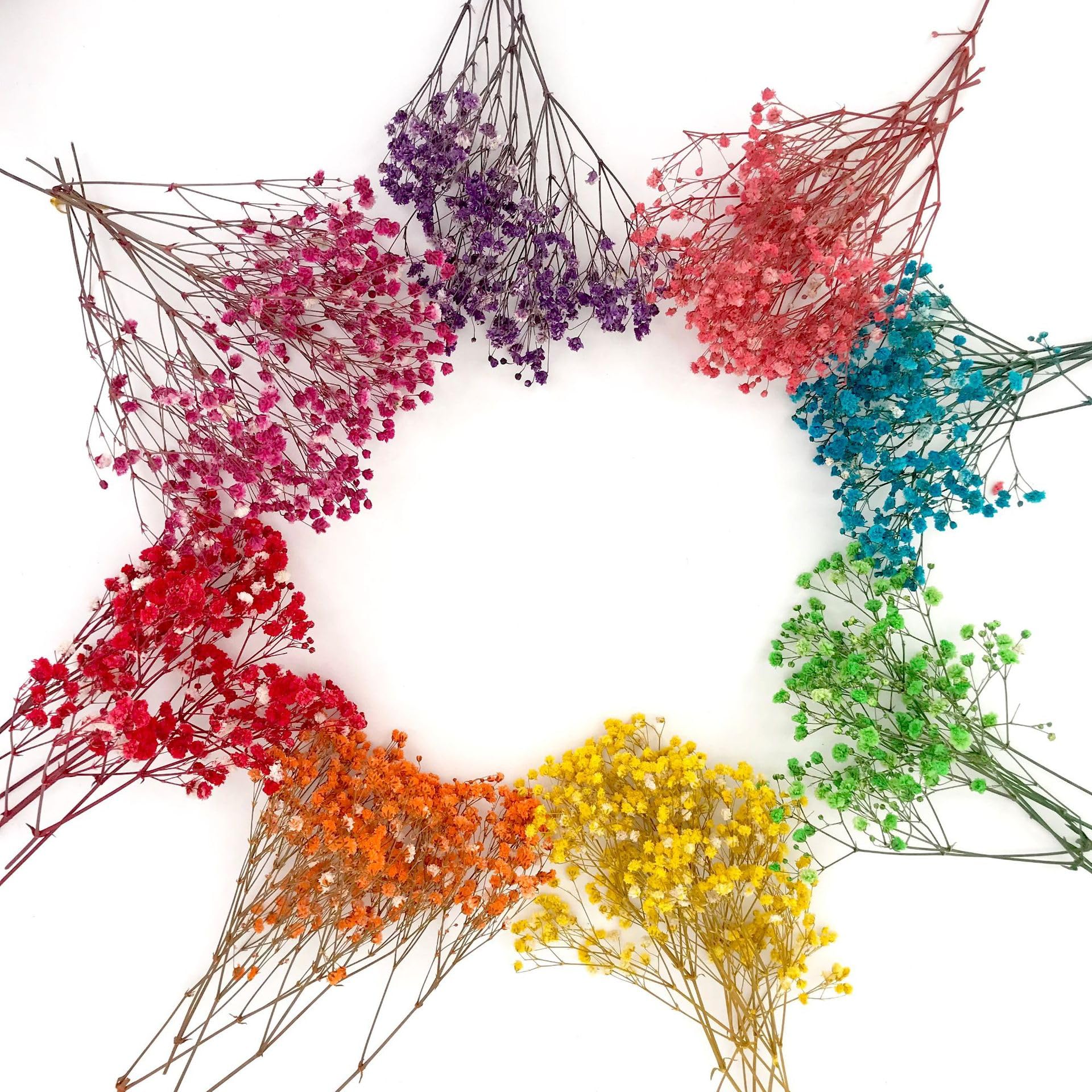 100+Pcs Mini Dried Babys Breath Flowers, 5600+ Multiple Colors Baby Breath Flowers Bulk, Dried Flower for Candle Making Invitation Resin Crafts, Gypsophila for Christmas Wedding Decor