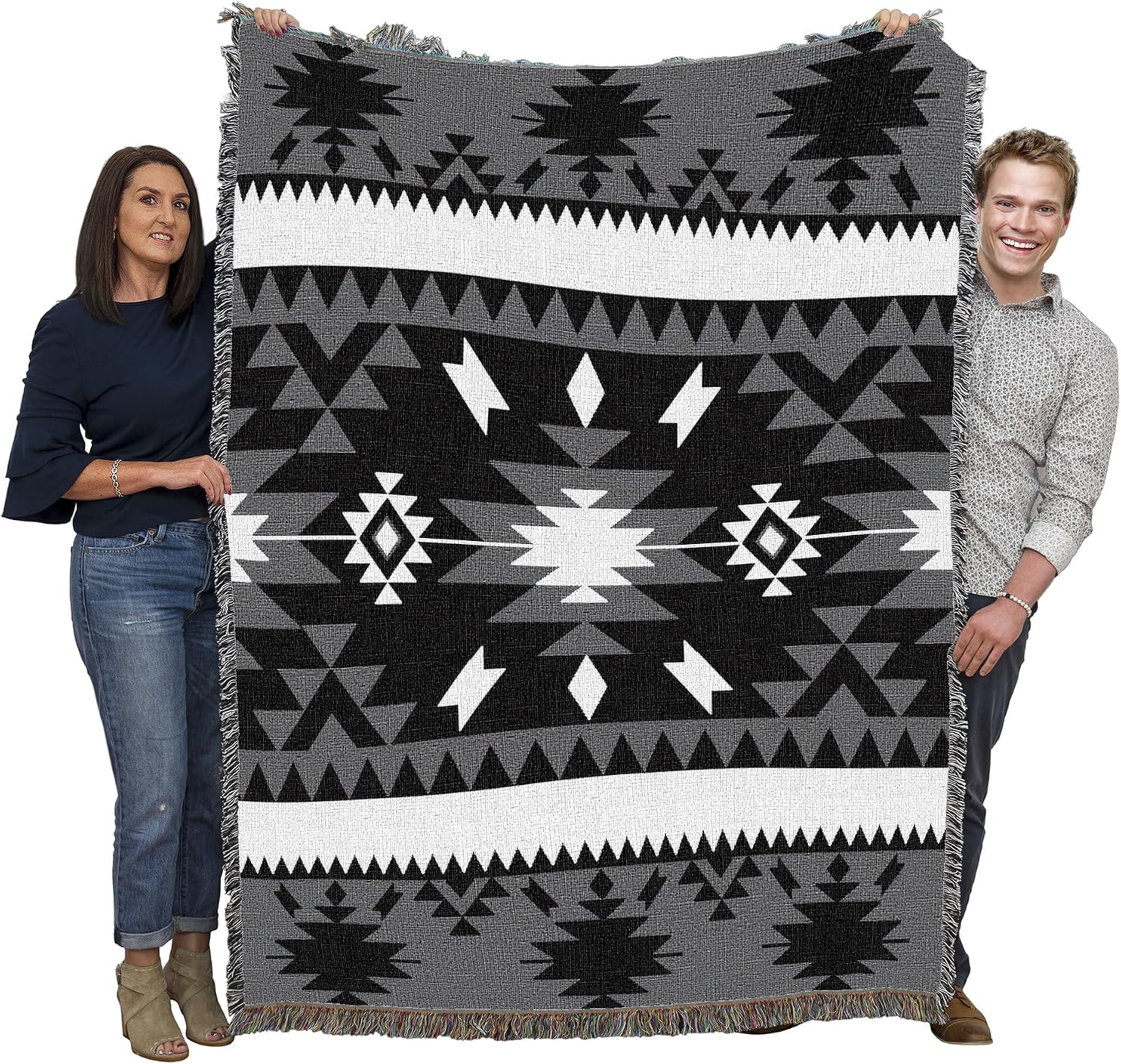 Pure Country Weavers Storm Call Black - Western Tapestry Throw Blanket Woven from Cotton - Made in The USA (72x54)