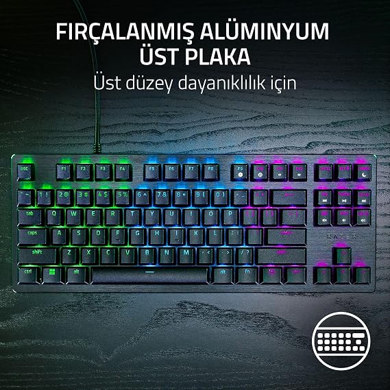 Razer Huntsman V3 X Tenkeyless (Purple Key) - Optical Keyboard for Esports - No Numerical Keypad Design - Programmable Keys - With RGB Technology - QWERTY TR-Edit | Black