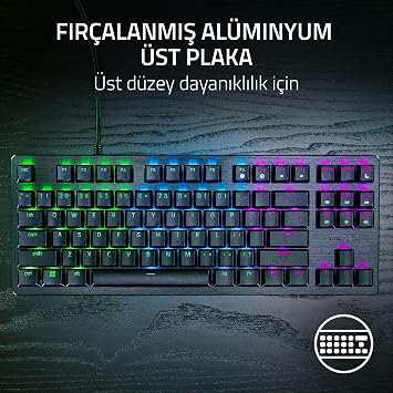 Razer Huntsman V3 X Tenkeyless (Purple Key) - Optical Keyboard for Esports - No Numerical Keypad Design - Programmable Keys - With RGB Technology - QWERTY TR-Edit | Black