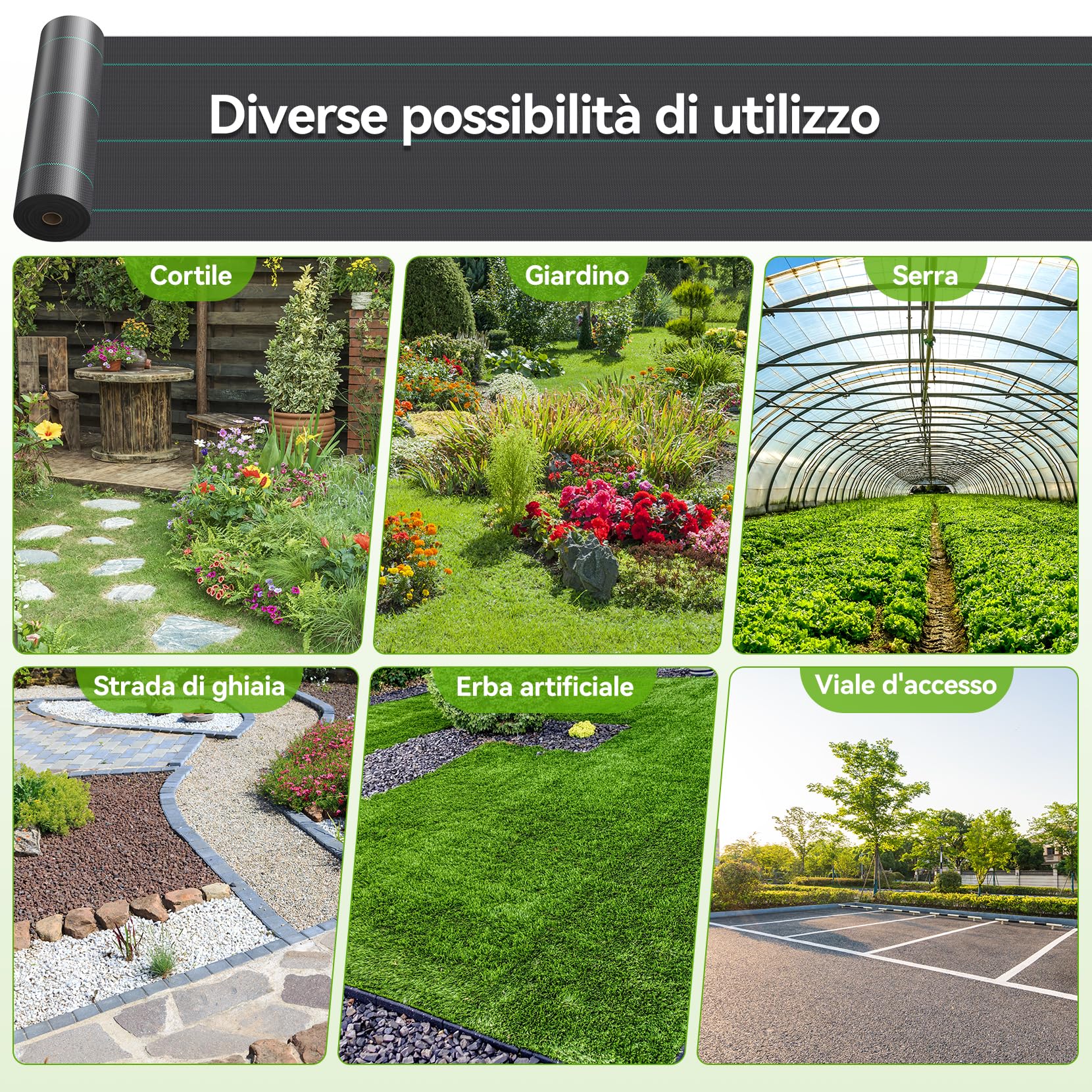 Iropro Telo Pacciamatura Anti Erbacce 4m x 25m 100m² Tessuto Permeabile all'Acqua Stabilizzazione ai Raggi UV
