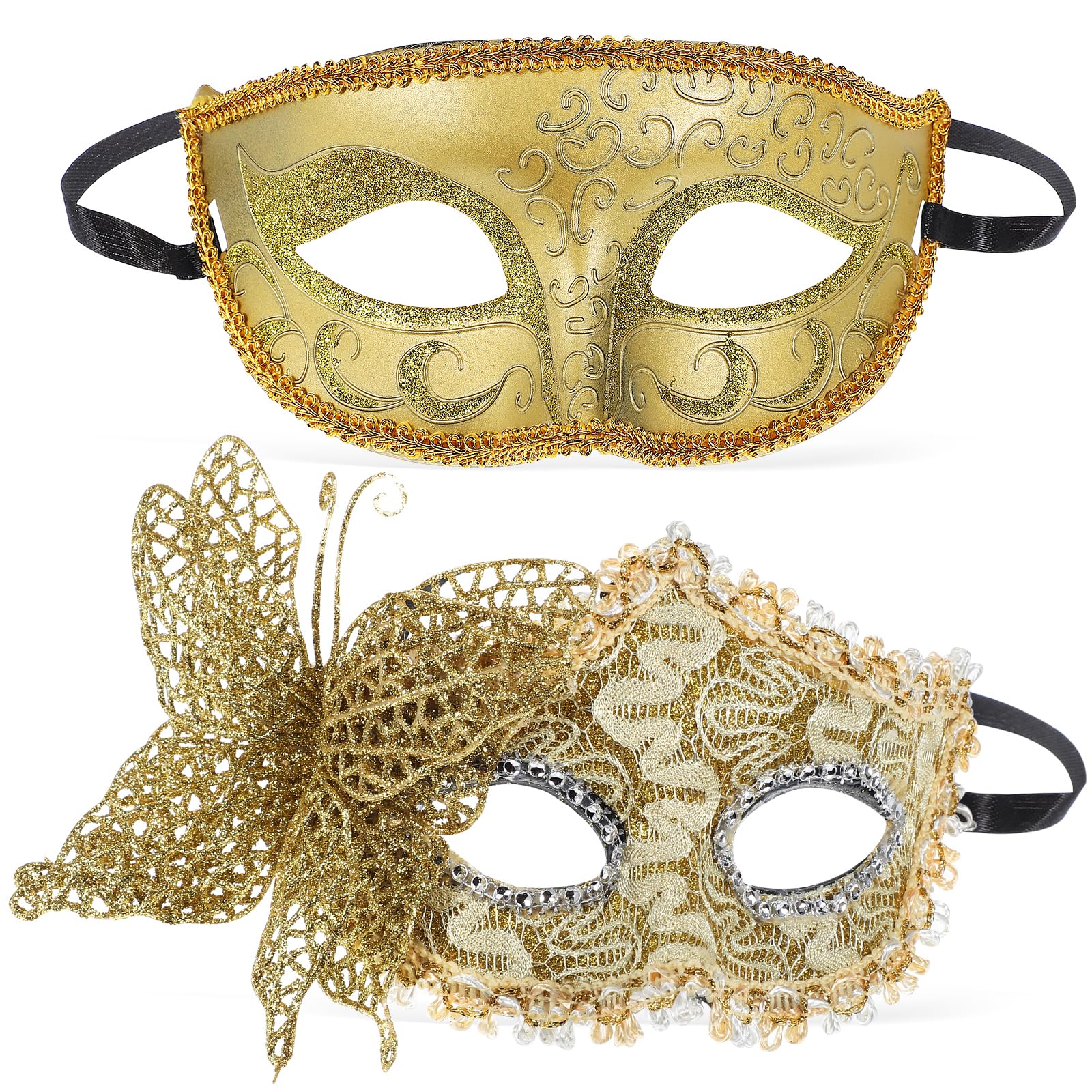 Abaodam 2Pcs Carnival Mask Couple Masquerade Masks Set Masquerade Masks Venetian Carnival Halloween Costume Mask Mardi Gras Mask Ball Prom Mask Party Masks Fancy Dress Party Masks