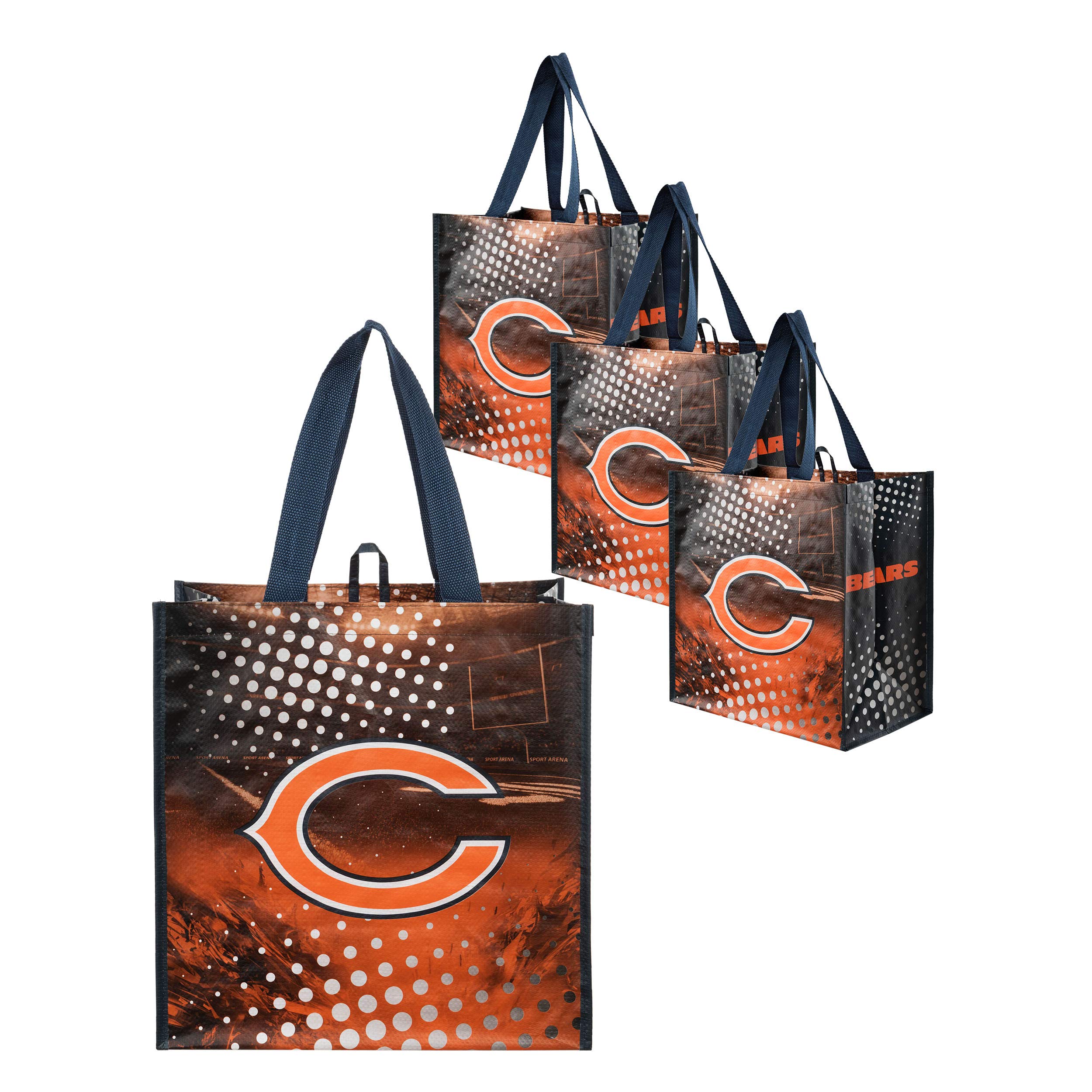 FOCO NFL unisex-adult Nfl Team Logo 4-pack Reusable Grocery Shopping Bags Totes