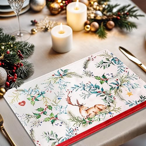 Miniatura 5 de Maison d' Hermine - Juego de 4 manteles individuales de 100 % algodón, decorativos y lavables, para regalos, comedor, hogar, boda, banquete, bufé,