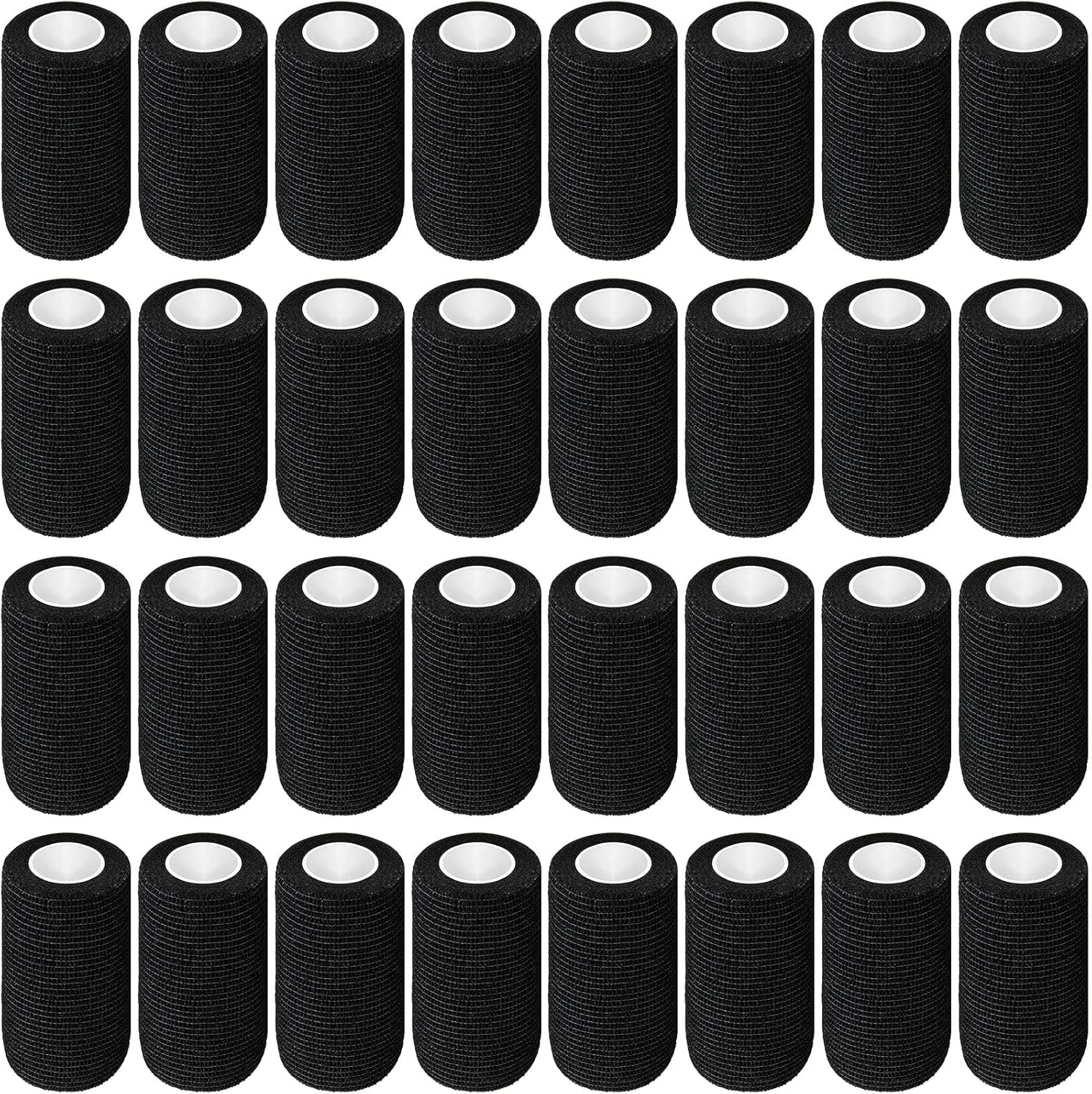 Treela 36 Pcs Self Adherent Bandage 4" X 5 Yard Wrap Breathable Cohesive Bandage Elastic Adhesive Tape for Stretch Athletic Sports Wrist Ankle(Black)